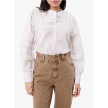 Frnch - Katoenen blouse met ronde hals en borduursel - XS Maat - Wit