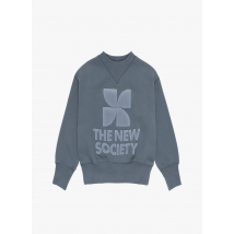 The New Society - Ruimvallende - katoenen sweater met ronde hals en zeefdruk - 8A Maat - Blauw