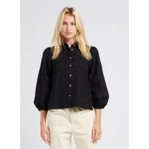 I Code - Katoenen blouse met afgeronde zoom en klassieke kraag - XL Maat - Zwart