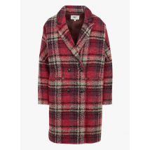 Mkt - Abrigo largo de mezcla de punto a cuadros con cuello sastre - Talla 42 - Rosa