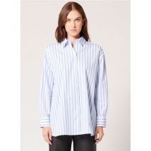 Zapa - Camisa de algodón a rayas con cuello clásico - Talla única - Azul