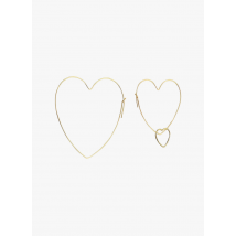Mon Precieux Gem - Pendientes corazones asimétricos - Talla única - Dorado