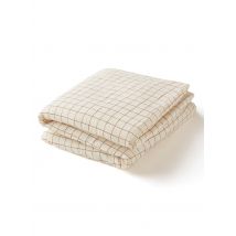 Cocoeko - Housse de couette bébé gaze de coton carreau - Taille 100x140 cm - Beige