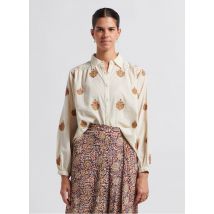 Maison Hotel - Katoenen blouse met klassieke kraag en borduursel - S Maat - Wit