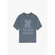 The New Society - Recht - katoenen t-shirt met ronde hals en zeefdruk - 8A Maat - Blauw