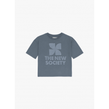 The New Society - Recht - katoenen t-shirt met ronde hals en zeefdruk - 6A Maat - Blauw