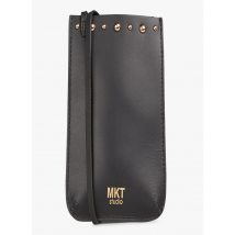 Mkt - Pochette smartphone en cuir lisse - Taille Unique - Noir