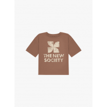 The New Society - Recht - katoenen t-shirt met ronde hals en zeefdruk - 6A Maat - Bruin