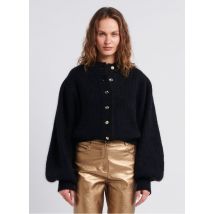 The Label Edition - Recht vest met ronde hals wolblend - S Maat - Zwart