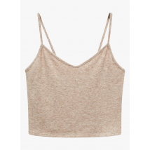 Mango - Camiseta de tirantes corta de punto ajustada con cuello de pico - Talla S - Marrón