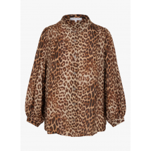 Gerard Darel - Camisa con cuello militar y estampado de leopardo - Talla 42 - Marrón