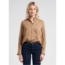 Acquaverde - Katoenen blouse met victoriaanse kraag - M Maat - Bruin