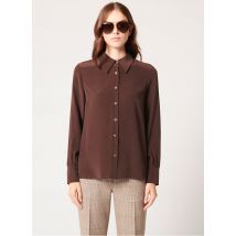 Zapa - Rechte - zijden blouse met klassieke kraag - 44 Maat - Bruin
