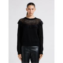 Twinset - Trui met ronde hals en ajourmotief - S Maat - Zwart