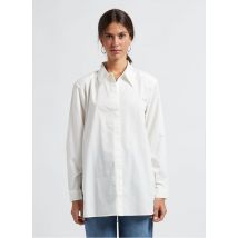 Moss Copenhagen - Lange - katoenen blouse met klassieke kraag - L Maat - Wit