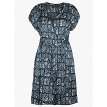 Cotelac - Halflange - satijnachtige jurk met print - 2 Maat - Blauw