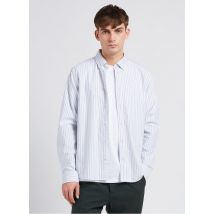 Les Deux - Chemise col américain en coton mélangé - Taille M - Bleu