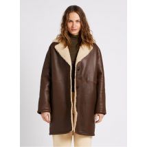 Pablo - Manteau droit col tailleur en cuir - Taille 2 - Marron