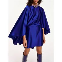 Essentiel Antwerp - Satiniertes cape-kleid mit rundhalsausschnitt - Größe S - Blau