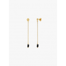 Caroline Najman - Lange messing oorbellen - Een Maat - Zwart