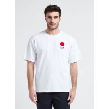 Edwin - Katoenen t-shirt met ronde hals en zeefdruk - S Maat - Wit
