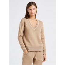 Dnud - Sweater met v-hals katoenblend - 1 Maat - Bruin