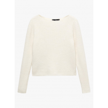 Mango - Top met boothals en ribbeltextuur - XS Maat - Beige