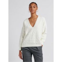 Pinko - Ruimvallende trui met bouclétextuur - L Maat - Beige