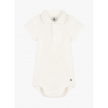 Petit Bateau - Rompertje van biokatoen met polokraagje - 24M Maat - Wit