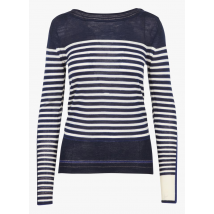 Cotelac - Pull marinière col bateau en laine mérinos - Taille 0 - Bleu