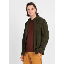 Knowledge Cotton Apparel - Slim-fit overhemd van velours met klassieke kraag - L Maat - Groen