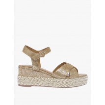 Bocage - Hoge - leren sandalen met sleehak - 38 Maat - Goudkleurige