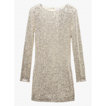 Mango - Robe courte col rond à sequins - L Maat - Beige