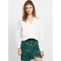 Object - Katoenen blouse met v-hals en borduurwerken - 38 Maat - Multikleurig