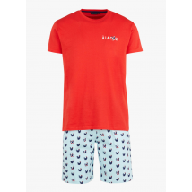 Arthur - Pyjamashort van biokatoen met motiefje - 2XL Maat - Blauw