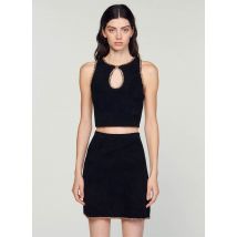 Sandro - Jupe courte taille haute évasée - Taille 38 - Noir