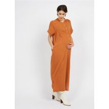 Jolibump - Vestido largo premamá de algodón orgánico - Talla M - Naranja