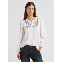 Des Petits Hauts - Blusa holgada con cuello redondo de algodón bordado - Talla 0 - Blanco