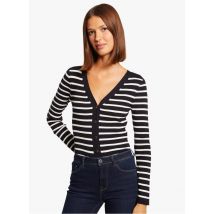 Morgan - Gestreept vest met v-hals - XL Maat - Blauw