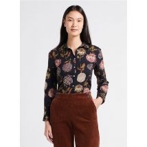 Nice Things - Katoenen blouse met klassieke kraag en print - 38 Maat - Zwart