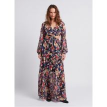 Berenice - Vestido largo recto estampado con cuello de pico - Talla 38 - Multicolor