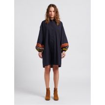 Stella Forest - Korte jurk met klassiek overhemdkraagje - 38 Maat - Blauw