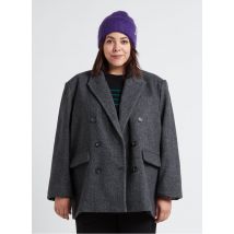 Gina Tricot - Manteau mi-long col tailleur à chevrons en maille mélangée - Taille XL - Gris