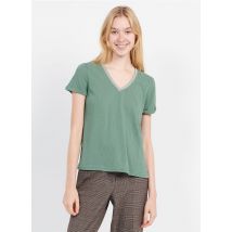 Grace Et Mila - Camiseta de mezcla de algodón con cuello de pico - Talla S - Verde