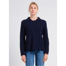 Pablo - Wollen trui van ribstof met klassieke kraag - 1 Maat - Blauw