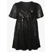 Vero Moda Curve - Korte jurk met overslag en lovertjes - 46-48 Maat - Zwart