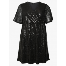 Vero Moda Curve - Korte jurk met overslag en lovertjes - 42-44 Maat - Zwart