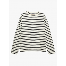 Mango - Tee-shirt col rond rayé en coton - Taille XXS - Noir