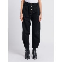 The Label Edition - Carrotbroek van biokatoen met hoge taille - S Maat - Zwart