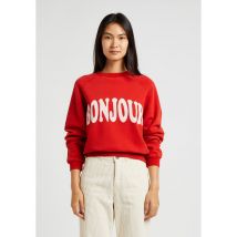 Emile Et Ida - Sweater van biokatoen met ronde hals en zeefdruk - S Maat - Rood